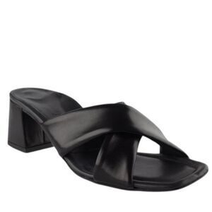 Paul Green Black Leather Crisscross Block Heel Sandals